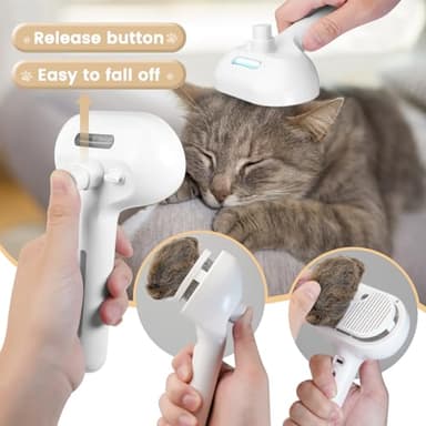 Cat Steam Brush, 3 In 1 Steamy Pet Brush with Release Button and Tank, Anti-Static Cat Comb for Effective Hair Removal, Rechargeable Steam Dog Comb for Furry Pet - Image 5