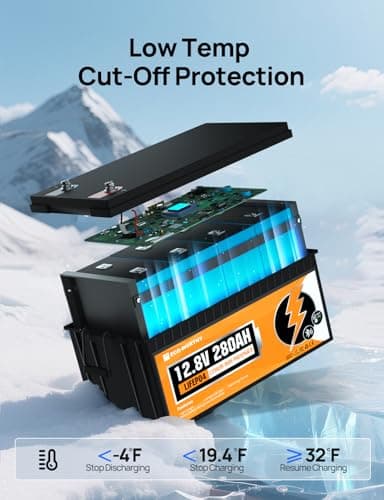 ECO-WORTHY 12V 280Ah 2 Pack LiFePO4 Lithium Battery with Bluetooth, Low Temp Protection, Built-in 200A BMS, 3584Wh Energy. Perfect for Off-Grid, RV, Solar System, Camper, Travel Trailer, Backup System - Image 7