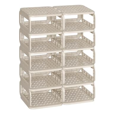 SONGMICS Shoe Rack, Shoe Organizer, 12 Shelves, Shoe Storage, Narrow Shoe Shelf, Open Shelf for Entryway, Living Room, Bathroom, Space-Saving, Cappuccino Beige ULPC038K01 - Image 7