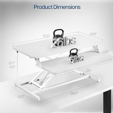 VIVO Desk Converter 32 inch Height Adjustable, MDF Wood Sit to Stand Riser, White, DESK-V000SW - Image 3