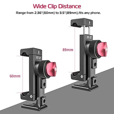 Metal Phone Tripod Mount 3 Cold Shoes & Arca Port, 360° Smartphone Tripod Adapter for iPhone 17 16 15 Samsung Cell Phone Stand Holder for Desktop Video Live Streaming Vlogging Rig - Image 5