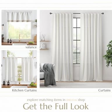 jinchan Striped Blackout Valance Curtain for Kitchen Linen Look Valance for Windows 18 Inch Modern Framhouse for Living Room Bedroom Bathroom Room Darkening Rod Pocket 1 Panel Yellow on White - Image 8