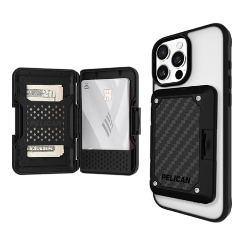 Pelican iPhone MagSafe Wallet with RFID Blocking - Military STD Snap-On Magnetic Phone Wallet for Cash and Phone Card Holder - Detachable Card Holder for iPhone Pro Max 17/16/15/14/13/12 - Black - Image 1