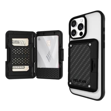 Pelican iPhone MagSafe Wallet with RFID Blocking - Military STD Snap-On Magnetic Phone Wallet for Cash and Phone Card Holder - Detachable Card Holder for iPhone Pro Max 17/16/15/14/13/12 - Black - Image 1