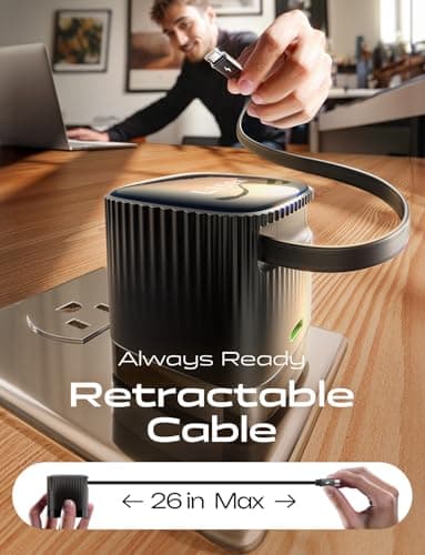 LISEN for Retractable Phone Charger Wall Plug for Travel 45W USB C Charger Block Dual USB C Adapter Block for Samsung S25/S24/S23/S22 iPhone 16 15 iPad, Black - Image 2