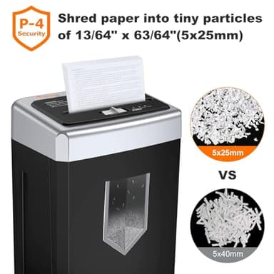 Bonsaii 15-Sheet Office Paper Shredder, 40 Mins Heavy Duty Shredder for Home Office, Crosscut Shreder with Anti-Jam System & P-4 High Security Supports CD/Credit Cards/Staple,5 Gal Pullout Bin C169-B - Image 5