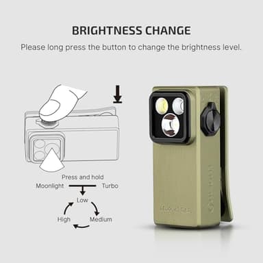 OLIGHT Oclip Ultra EDC Flashlight Clip-on Light, 530 Lumens Rechargeable with Type-C Charging, Combines Floodlight, Spotlight and UV, Triple Magnetic Lights for Inspection and Work (Olive Green) - Image 5