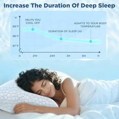 SUPA MODERN Cooling Pillows Queen Size Set of 2, Shredded Memory Foam Pillows for Sleeping 2 Pack, Adjustable Firm Bed Pillow for Side Back Stomach Sleepers, Cool Luxury Gel Pillow for Neck Support - Image 4