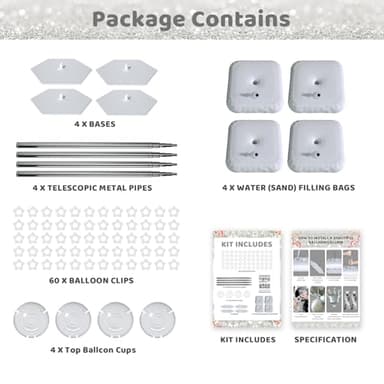 Balloon Arch Stand, Balloon Stand Set of 4, 7 Feet Height Adjustable Metal Balloon Column Stand for Party Decorations Wedding Birthday, Graduation Party Decoration, Baby Shower - Image 2