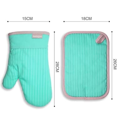 Coziselect Oven Mitts and Pot Holders Set, 4-Piece Heat Resistant Kitchen Set with Pocket Style Hot Pads & Silicon Non-Slip, Quilted Insulated Oven Gloves for Baking, BBQ, Grilling (Assorted Colors) - Image 2