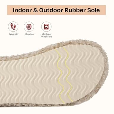 EverFoams Womens Fuzzy Open-toe Slippers Soft Comfy Memory Foam Indoor House Shoes Vintage Khaki, 7-8 US - Image 5