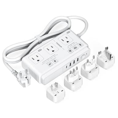 220V to 110V Voltage Converter, TESSAN Universal Travel Adapter with 4 USB Charger (1 USB C), 3 AC Sockets and EU/UK/AU/IT Plug Power Adaptor, Step Down Transformer Outlet Converters for International - Image 1