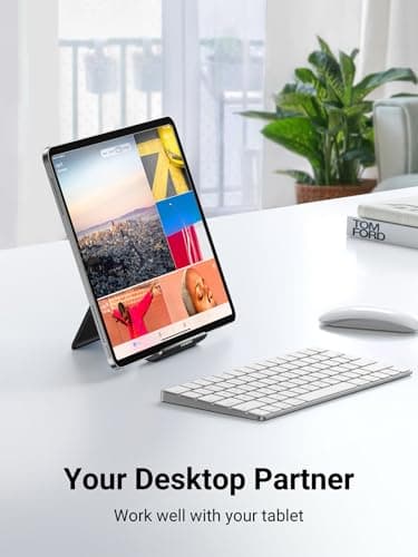 UGREEN Tablet Stand Holder Adjustable Portable Desktop Dock Office Compatible with iPad Pro 11 9.7 10.5 Air Mini 5 4 3 2 iPhone 17 16 15 14 13 12 Black - Image 3