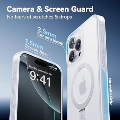 CASEKOO Designed for 16 Pro Max Case with Magnetic Invisible Stand [Military Drop Protection] [Compatible with MagSafe] Shockproof Slim Translucent Matte Promax Case 6.9 Inch，Translucent White - Image 6
