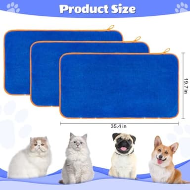 Glittme 3Pcs Dog Towels, Soft and Absorbent for Drying Dogs, Medium, Quick Drying, Microfiber, 35"x20, Blue - Image 7