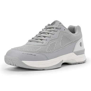 FitVille Pickleball Shoes for Men Tennis Shoes Sneakers for All Court Racquetball Athletic Shoes for Racquet Sport | Arch Support & Wide Toe Box (10.5 Medium, Moon Grey) - Image 2