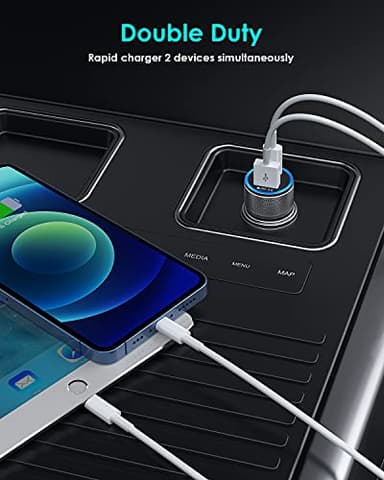 iPhone Car Charger,USB C Fast Car Charger[Apple MFi Certified] Apple Car Charging 38W Dual Port Car Charger Cigarette Lighter Adapter 2x3ft PD&QC 3.0 Lightning Cable for iPhone 14/13/12 Pro/11/Airpods - Image 3