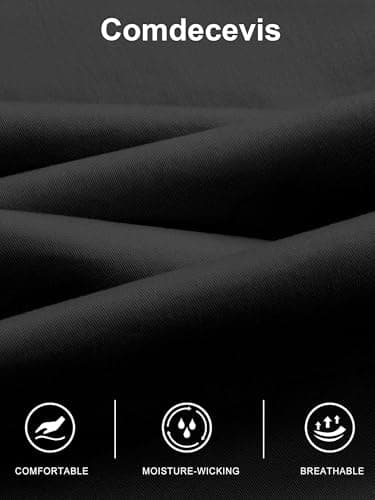 Comdecevis Men's Casual Cargo Pants Workout Joggers Stretch Sweatpants Hiking Drawstring Tactical Pants with Multi Pockets Black - Image 5