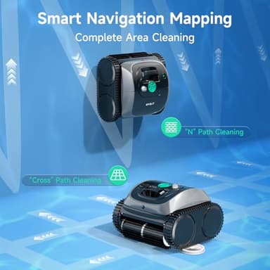 WYBOT C1 Robotic Pool Vacuum for Inground Pools, 150min Runtime Cordless Pool Cleaner, 4-in-1 Wall & Waterline Cleaning Up to 1,614Sq.ft, Smart Navigation, App Support (Gray) - Image 3