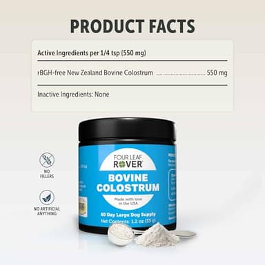 Four Leaf Rover Bovine Colostrum for Dogs - from 100% Grass-Fed New Zealand Cows - for Skin, Gut & Immune Health - 60 Day Large Dog Supply - Image 6