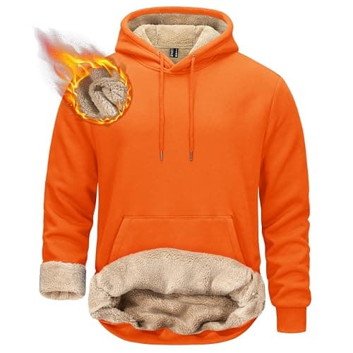 TACVASEN Mens Hoodies Pullover Heavyweight Sweatshirts for Men Workout Hoodies Sherpa Pullover Athletic Fleece Sweatshirts Orange - Image 1
