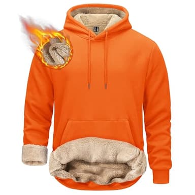 TACVASEN Mens Hoodies Pullover Heavyweight Sweatshirts for Men Workout Hoodies Sherpa Pullover Athletic Fleece Sweatshirts Orange - Image 1