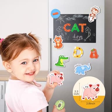 JoyCat Wooden Kids Magnets – 26 Cute Animals, Alphabet Uppercase Letters, and 0-9 Numbers, Fridge Magnets for Toddlers, Fun Educational Spelling Learning Gift for Toddlers & Kids - Image 5