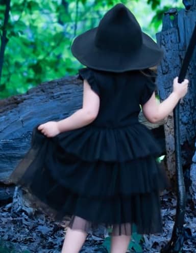 Arshiner Toddler Tutu Dress Girls Fluffy Summer Dresses Casual Black Funeral Tulle Sundress for Kids 7-8 Yeasr - Image 3
