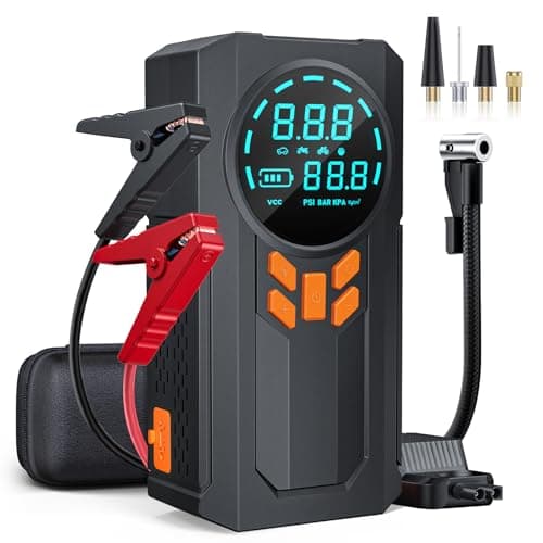 Jump Starter with Air Compressor, 5000A 160PSI Battery Jumper Starter Portable (9.0 Gas/8.0L Diesel), 12V Jump Box Car Battery Jump Starter with Smart Jumper Cables, LED Light, LCD Display