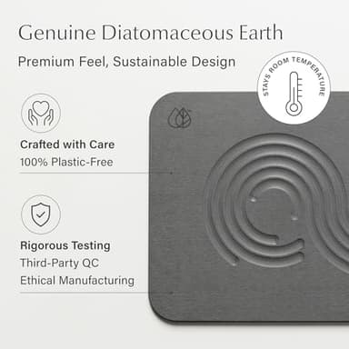 Dorai Home Bath Stone Mat 23.6"x15.4" – Quick-Dry, Non-Slip Diatomite Stone Bath Mat for Bathroom, Zen Slate - Image 4