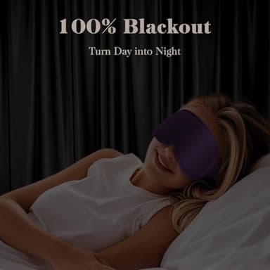 Fygrip 3D Cooling Eye Mask Sleep Mask for Men & Women, 100% Pressure-Free & Light Block-Out Eye Mask for Sleep with Easy Adjustable Strap, Night Eye Cover for Travel, Purple - Image 2