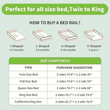 3-Piece King Size Bed Rail for Toddlers - Adjustable Baby Bed Rail Guard, Kids Safety Bed Rail for King Size Bed (78.7"x78.7"x74.8"-Grey - Image 6
