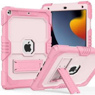 MARIWIVI Case for ipad 9th/ 8th/ 7th Generation Case 10.2 Inch (2021/2020/2019), Heavy Duty Shockproof Rugged Protective Case for iPad 10.2 Case Built-in Multi Angle Viewing Kickstand (Pink+LP+Pink) - Image 1