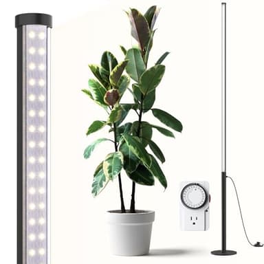 Barrina T10 Pro Standing Grow Light with Timer, 42W, 5000K, Full Spectrum Vertical Tall Grow Lights for Indoor Plants, Wide Coverage, 4FT to 5.6FT Height with Foot Switch, for Flower and Tall Plants - Image 1