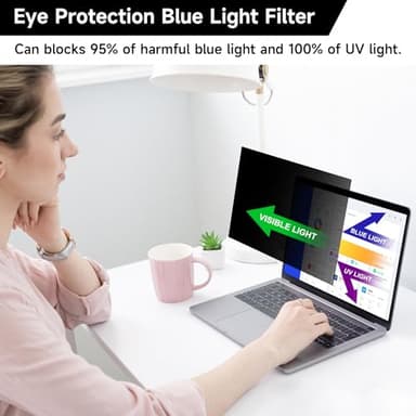 16 Inch 16:10 Laptop Privacy Screen Filter, Anti Blue Light Glare & Anti Scratch Computer Privacy Shield for 16" with 1920x1200 Aspect Ratio Laptop - Image 5
