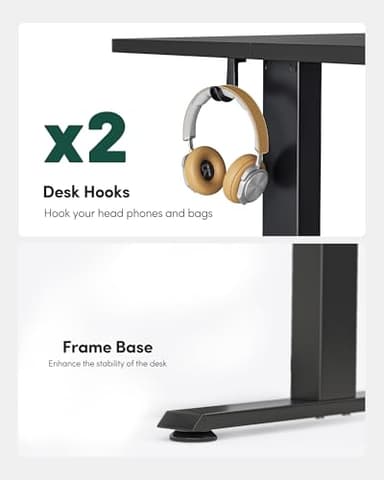 FEZIBO Electric Standing Desk, Height Adjustable Stand up Desk, 40 x 24 Inches Sit Stand Home Office Desk, Computer Desk, Black - Image 5