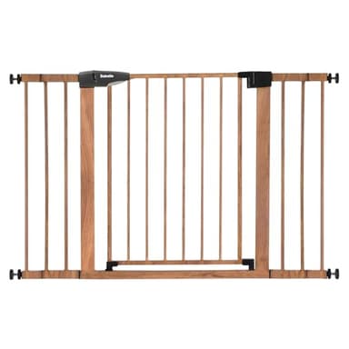 BABELIO 29-48" Metal Baby Gate with Brown Wood Pattern, Auto Close Dog Gate for The House, Stairs and Doorways, Pressure Mounted Pet Gate with Door, Safety Gate for Child and Pets - Image 4