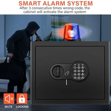 1.6 Cu Ft Home Safe Fireproof Waterproof, Fireproof Safe with Fireproof Document Bag, Programmable Keypad & Removable Shelf, Digital Home Security Safe Box for Money Firearm Medicines Valuables - Image 6