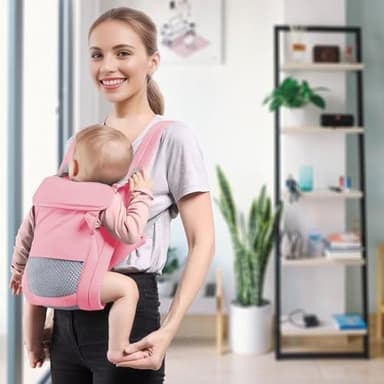 Shiaon Baby Carrier Newborn to Toddler(7-30lbs), Toddler Carrier with Adjustable Shoulder Strap, Baby Holder Carrier with Breathable Mesh Fabric, Pink - Image 6