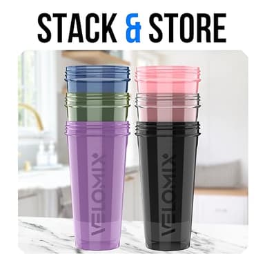 VELOMIX -6 PACK- 28 OZ Protein Shaker Bottles for Protein Mixes, Shaker Cups for Protein Shakes, Small Shaker Bottle Pack, Shaker Cup, Shakers for protein Shakes (Core Series) - Image 6
