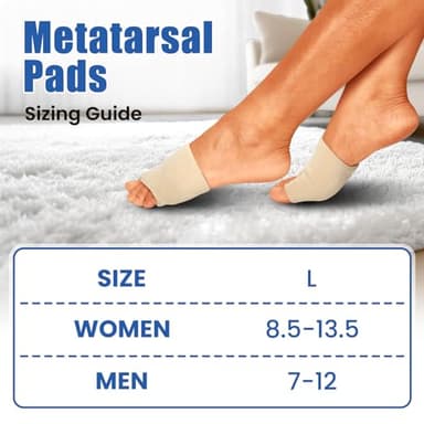 JWHOO Metatarsal Pads Ball Foot Cushion - 2 Pairs Metatarsal Pads Women & Men with Gel for Pain Relief, Morton's Neuroma & Metatarsalgia, Ball of Foot Cushion for Standing, Running, Walking - L - Image 7