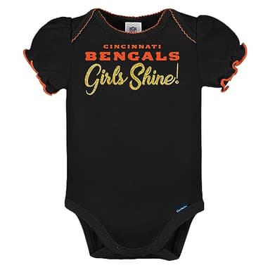 Gerber NFL Cincinnati Bengals 3 Pack Short Sleeve Bodysuit, White/Black/Pink Cincinnati Bengals, 0-3 Months - Image 4