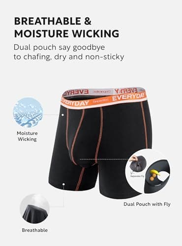 Separatec Cotton Dual Pouch Men's Underwear Comfortable Soft Breathable Everyday Boxer Briefs for men 7 Pack(L, Black) - Image 4