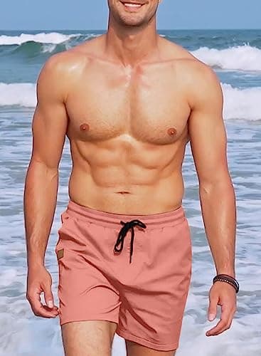 JMIERR Shorts Men Casual - Cotton Drawstring Summer Beach Stretch Twill Chino Golf Dress Shorts with Pockets Elastic Waist, L, A4 Pink - Image 5