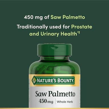 Nature's Bounty Saw Palmetto Support for Prostate and Urinary Health, Herbal Health Supplement, 450mg, 250 Capsules - Image 3