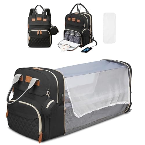 JSTPRO Diaper Bag Backpack, Large Diaper Bag with Changing Station, Baby Bag, New Mom Gifts, Lightweight Waterproof Unisex Diaper Bag with Insulated Pockets and USB Charging Port, Black - Image 1