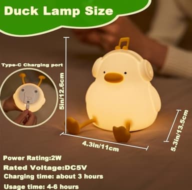 DREAMING MY DREAM Cute Duck Night Light,LED Squishy Novelty Duck Lamp,3 Level Dimmable Soft Silicone Nursery Nightlight,Night Light for Toddler Baby Kids Decor,Cool Gifts for Duck - Image 4