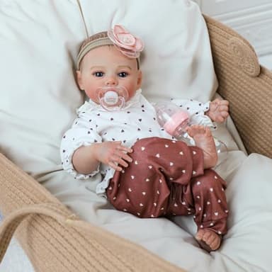 KSBD Reborn Baby Dolls - 18 Inch Realistic Baby Doll Girl, Real Life Baby Dolls with Cute Soft Vinyl Body, Real Baby Doll Newborn Lifelike Baby Gift with Accessories for 3+ Years Old Kids - Image 3