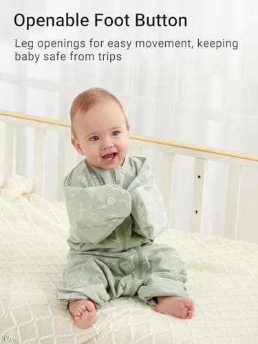 GROWNSY Transitional Swaddle Sleep Sack 6-12 Months, Starfish Design Baby Swaddle Sack, Dual-Zipper for Easy Diaper Changes, Proper Hip Development & Openable Foot Button, 19-27 lbs, Green - Image 5