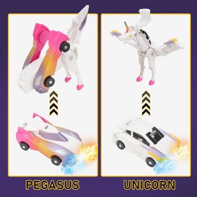 SOYUOI Ultimate Transforming Unicorn Car Toy - Collision to Magical Unicorns!2Pcs Transforming Car-Robot for Kids, Automatic Deformation of Magnetic Connections. Suitable for Boys and Girls Birthday - Image 2